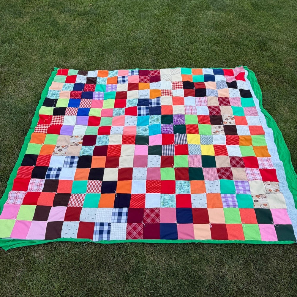 A+ Handmade Patchwork Quilt Top Unfinished Project Vintage Scraps Multi 70x86